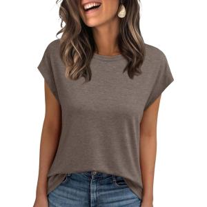 imageAUTOMET Womens Cap Sleeve Summer Tops Business Casual T Shirts Dressy Spring Fashion Outfits Cute Trendy Clothes 2025Coffeegrey