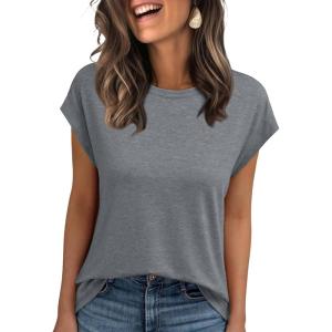 imageAUTOMET Womens Cap Sleeve Summer Tops Business Casual T Shirts Dressy Spring Fashion Outfits Cute Trendy Clothes 2025Darkgrey