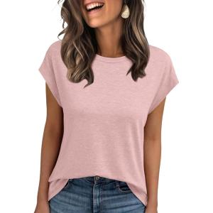 imageAUTOMET Womens Cap Sleeve Summer Tops Business Casual T Shirts Dressy Spring Fashion Outfits Cute Trendy Clothes 2025Pink