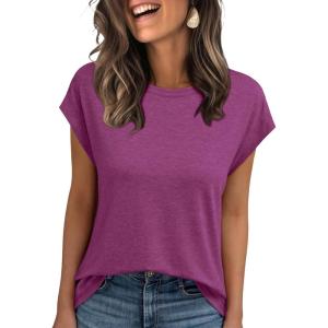 imageAUTOMET Womens Cap Sleeve Summer Tops Business Casual T Shirts Dressy Spring Fashion Outfits Cute Trendy Clothes 2025Purplered