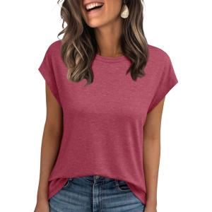 imageAUTOMET Womens Cap Sleeve Summer Tops Business Casual T Shirts Dressy Spring Fashion Outfits Cute Trendy Clothes 2025Red