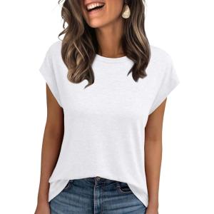 imageAUTOMET Womens Cap Sleeve Summer Tops Business Casual T Shirts Dressy Spring Fashion Outfits Cute Trendy Clothes 2025White