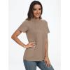 imageAUTOMET Womens Short Sleeve Shirts Business Casual Tops Summer Trendy Tshirts Dressy Tee Fashion Blouses Outfits 2025Khaki