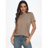imageAUTOMET Womens Short Sleeve Shirts Business Casual Tops Summer Trendy Tshirts Dressy Tee Fashion Blouses Outfits 2025Khaki