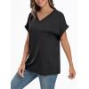 imageAUTOMET Womens Tops Short Sleeve V Neck Shirts with Chest Pockets Loose Casual Basic Tees Summer Clothes Outfits 2025Black
