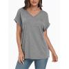 imageAUTOMET Womens Tops Short Sleeve V Neck Shirts with Chest Pockets Loose Casual Basic Tees Summer Clothes Outfits 2025Grey