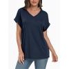 imageAUTOMET Womens Tops Short Sleeve V Neck Shirts with Chest Pockets Loose Casual Basic Tees Summer Clothes Outfits 2025Navy