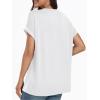 imageAUTOMET Womens Tops Short Sleeve V Neck Shirts with Chest Pockets Loose Casual Basic Tees Summer Clothes Outfits 2025White