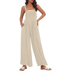 imageAUTOMET Womens Beach Vacation Outfits Jumpsuits Overalls Wide Leg Casual Summer Spring Outfits Rompers Trendy JumpersApricot