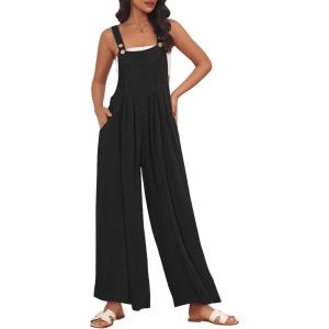 imageAUTOMET Womens Beach Vacation Outfits Jumpsuits Overalls Wide Leg Casual Summer Spring Outfits Rompers Trendy JumpersBlack