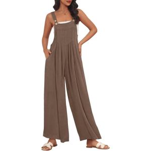 imageAUTOMET Womens Beach Vacation Outfits Jumpsuits Overalls Wide Leg Casual Summer Spring Outfits Rompers Trendy JumpersBrown