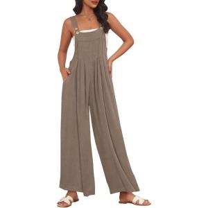 imageAUTOMET Womens Beach Vacation Outfits Jumpsuits Overalls Wide Leg Casual Summer Spring Outfits Rompers Trendy JumpersCoffeegrey