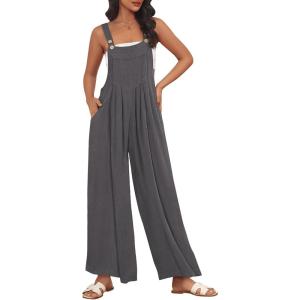 imageAUTOMET Womens Beach Vacation Outfits Jumpsuits Overalls Wide Leg Casual Summer Spring Outfits Rompers Trendy JumpersDarkgrey
