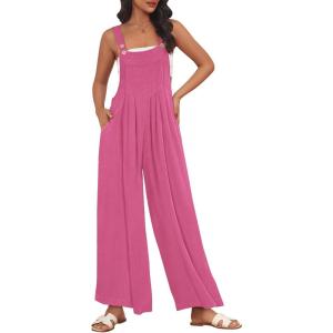 imageAUTOMET Womens Beach Vacation Outfits Jumpsuits Overalls Wide Leg Casual Summer Spring Outfits Rompers Trendy JumpersHotpink