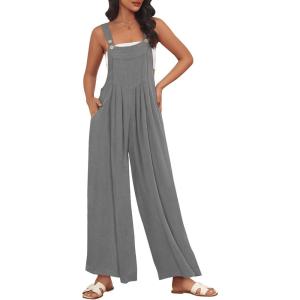 imageAUTOMET Womens Beach Vacation Outfits Jumpsuits Overalls Wide Leg Casual Summer Spring Outfits Rompers Trendy JumpersLightgrey