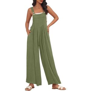 imageAUTOMET Womens Beach Vacation Outfits Jumpsuits Overalls Wide Leg Casual Summer Spring Outfits Rompers Trendy JumpersOlive