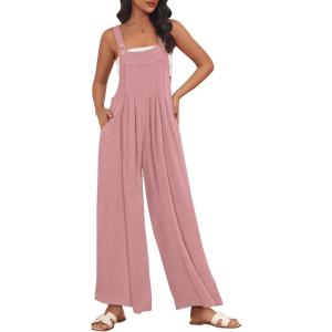 imageAUTOMET Womens Beach Vacation Outfits Jumpsuits Overalls Wide Leg Casual Summer Spring Outfits Rompers Trendy JumpersPink