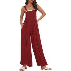 imageAUTOMET Womens Beach Vacation Outfits Jumpsuits Overalls Wide Leg Casual Summer Spring Outfits Rompers Trendy JumpersRed