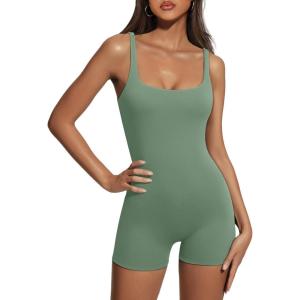 imageAUTOMET Womens Jumpsuits Shorts Rompers Workout One Piece Bodysuits Jumpers Yoga Summer Fashion Vacation Outfits Clothes 2025Green