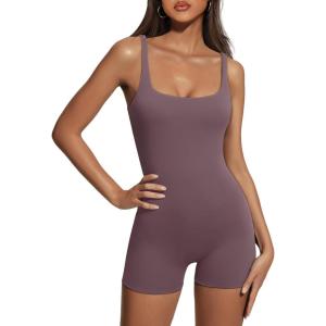 imageAUTOMET Womens Jumpsuits Shorts Rompers Workout One Piece Bodysuits Jumpers Yoga Summer Fashion Vacation Outfits Clothes 2025Nutmeg