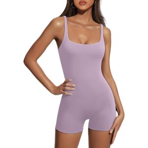 imageAUTOMET Womens Jumpsuits Shorts Rompers Workout One Piece Bodysuits Jumpers Yoga Summer Fashion Vacation Outfits Clothes 2025Purple