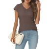 imageAUTOMET Summer Tops for Women T Shirts 2025 Beach Vacation Fashion Spring Dressy Business Casual Outfits Workout Boho ClothesCoffee