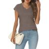 imageAUTOMET Summer Tops for Women T Shirts 2025 Beach Vacation Fashion Spring Dressy Business Casual Outfits Workout Boho ClothesCoffee