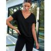imageAUTOMET TShirts Short Sleeve V Neck Tees Tops for Women Fashion Trendy Lightweight Soft Casual Summer Outfits Clothes 2025Black