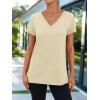 imageAUTOMET TShirts Short Sleeve V Neck Tees Tops for Women Fashion Trendy Lightweight Soft Casual Summer Outfits Clothes 2025Cream