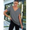 imageAUTOMET TShirts Short Sleeve V Neck Tees Tops for Women Fashion Trendy Lightweight Soft Casual Summer Outfits Clothes 2025Darkgrey