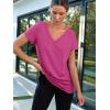 imageAUTOMET TShirts Short Sleeve V Neck Tees Tops for Women Fashion Trendy Lightweight Soft Casual Summer Outfits Clothes 2025Hotpink