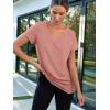 imageAUTOMET TShirts Short Sleeve V Neck Tees Tops for Women Fashion Trendy Lightweight Soft Casual Summer Outfits Clothes 2025Pink