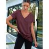 imageAUTOMET TShirts Short Sleeve V Neck Tees Tops for Women Fashion Trendy Lightweight Soft Casual Summer Outfits Clothes 2025Wine Red