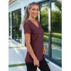 imageAUTOMET TShirts Short Sleeve V Neck Tees Tops for Women Fashion Trendy Lightweight Soft Casual Summer Outfits Clothes 2025Wine Red