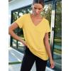 imageAUTOMET TShirts Short Sleeve V Neck Tees Tops for Women Fashion Trendy Lightweight Soft Casual Summer Outfits Clothes 2025Yellow