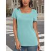 imageAUTOMET Womens Tops Casual Spring Summer Tshirts 2025 Short Sleeve Square Neck Basic Tee OutfitsAqua