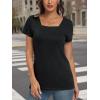 imageAUTOMET Womens Tops Casual Spring Summer Tshirts 2025 Short Sleeve Square Neck Basic Tee OutfitsBlack