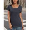 imageAUTOMET Womens Tops Casual Spring Summer Tshirts 2025 Short Sleeve Square Neck Basic Tee OutfitsBlack Grey