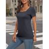 imageAUTOMET Womens Tops Casual Spring Summer Tshirts 2025 Short Sleeve Square Neck Basic Tee OutfitsBlack Grey