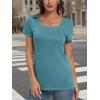 imageAUTOMET Womens Tops Casual Spring Summer Tshirts 2025 Short Sleeve Square Neck Basic Tee OutfitsBlue Green