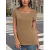 imageAUTOMET Womens Tops Casual Spring Summer Tshirts 2025 Short Sleeve Square Neck Basic Tee OutfitsCoffee