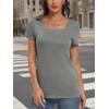 imageAUTOMET Womens Tops Casual Spring Summer Tshirts 2025 Short Sleeve Square Neck Basic Tee OutfitsGrey