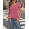 imageAUTOMET Womens Tops Casual Spring Summer Tshirts 2025 Short Sleeve Square Neck Basic Tee OutfitsHot Pink