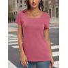 imageAUTOMET Womens Tops Casual Spring Summer Tshirts 2025 Short Sleeve Square Neck Basic Tee OutfitsHot Pink