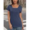 imageAUTOMET Womens Tops Casual Spring Summer Tshirts 2025 Short Sleeve Square Neck Basic Tee OutfitsNavy