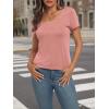 imageAUTOMET Womens Tops Casual Spring Summer Tshirts 2025 Short Sleeve Square Neck Basic Tee OutfitsPink