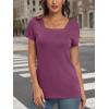 imageAUTOMET Womens Tops Casual Spring Summer Tshirts 2025 Short Sleeve Square Neck Basic Tee OutfitsPurple
