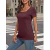 imageAUTOMET Womens Tops Casual Spring Summer Tshirts 2025 Short Sleeve Square Neck Basic Tee OutfitsWine Red