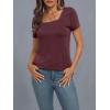 imageAUTOMET Womens Tops Casual Spring Summer Tshirts 2025 Short Sleeve Square Neck Basic Tee OutfitsWine Red