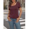 imageAUTOMET Womens Tops Casual Spring Summer Tshirts 2025 Short Sleeve Square Neck Basic Tee OutfitsWine Red